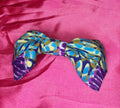 2x small print hair ribbons with French clip for girls/women