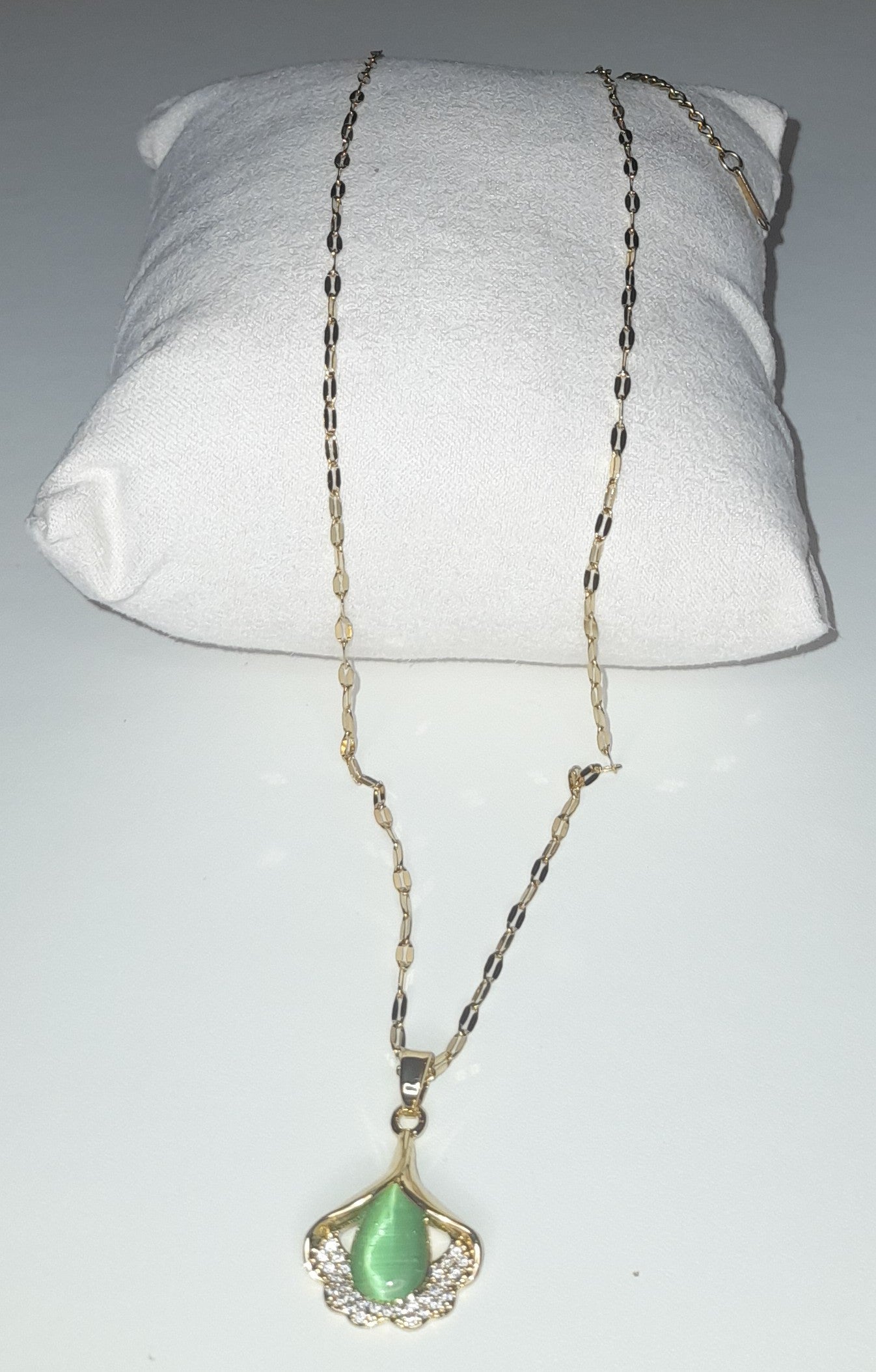 Titanium Steel Green Gem Pendant Necklace