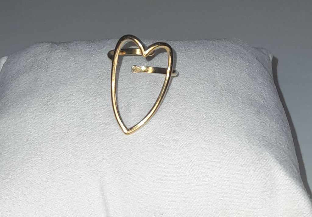 Heart shaped stainless steel adjustable ring (silver or golden colour)