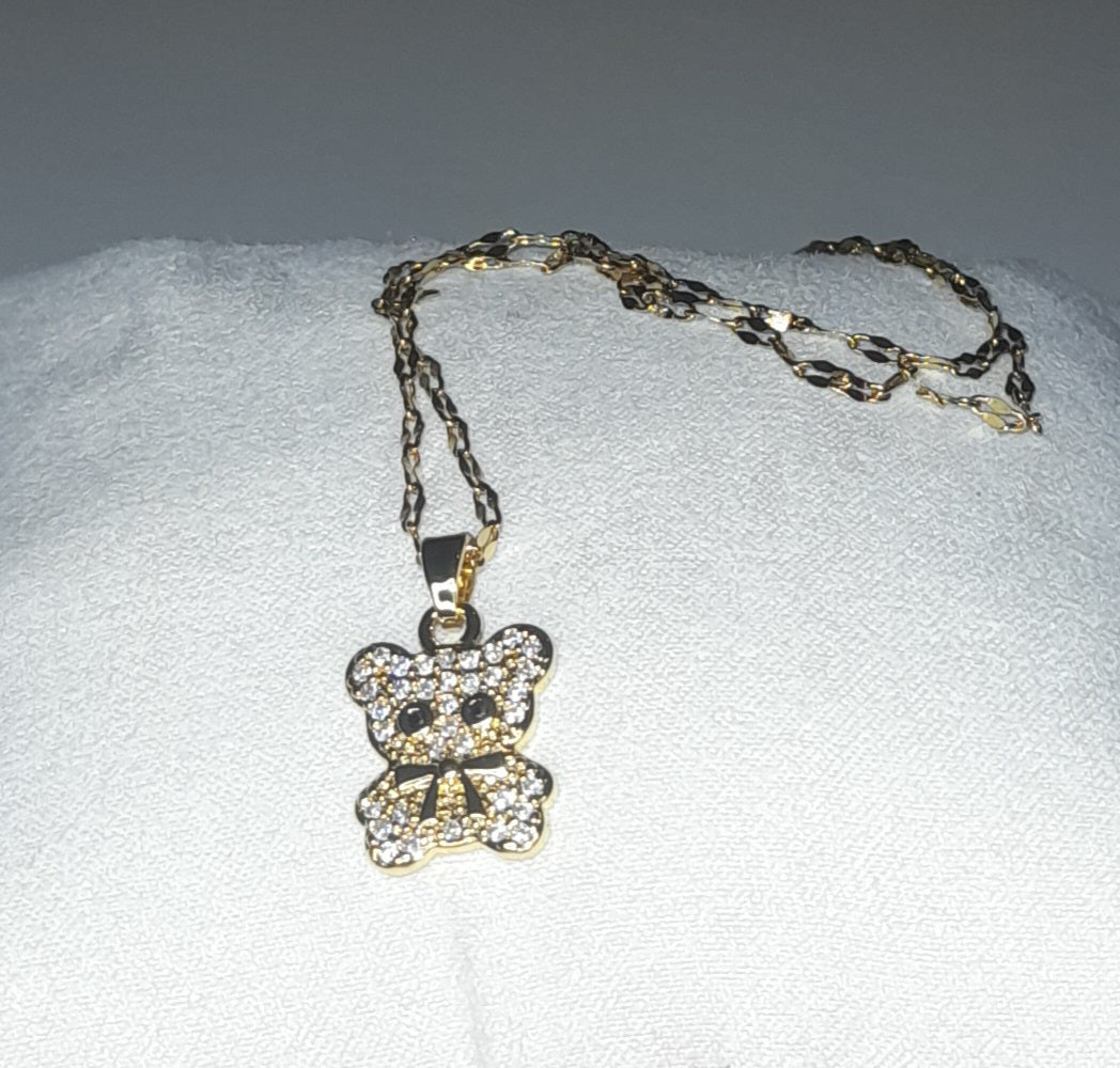 Titanium Steel Bear Pendant Necklace