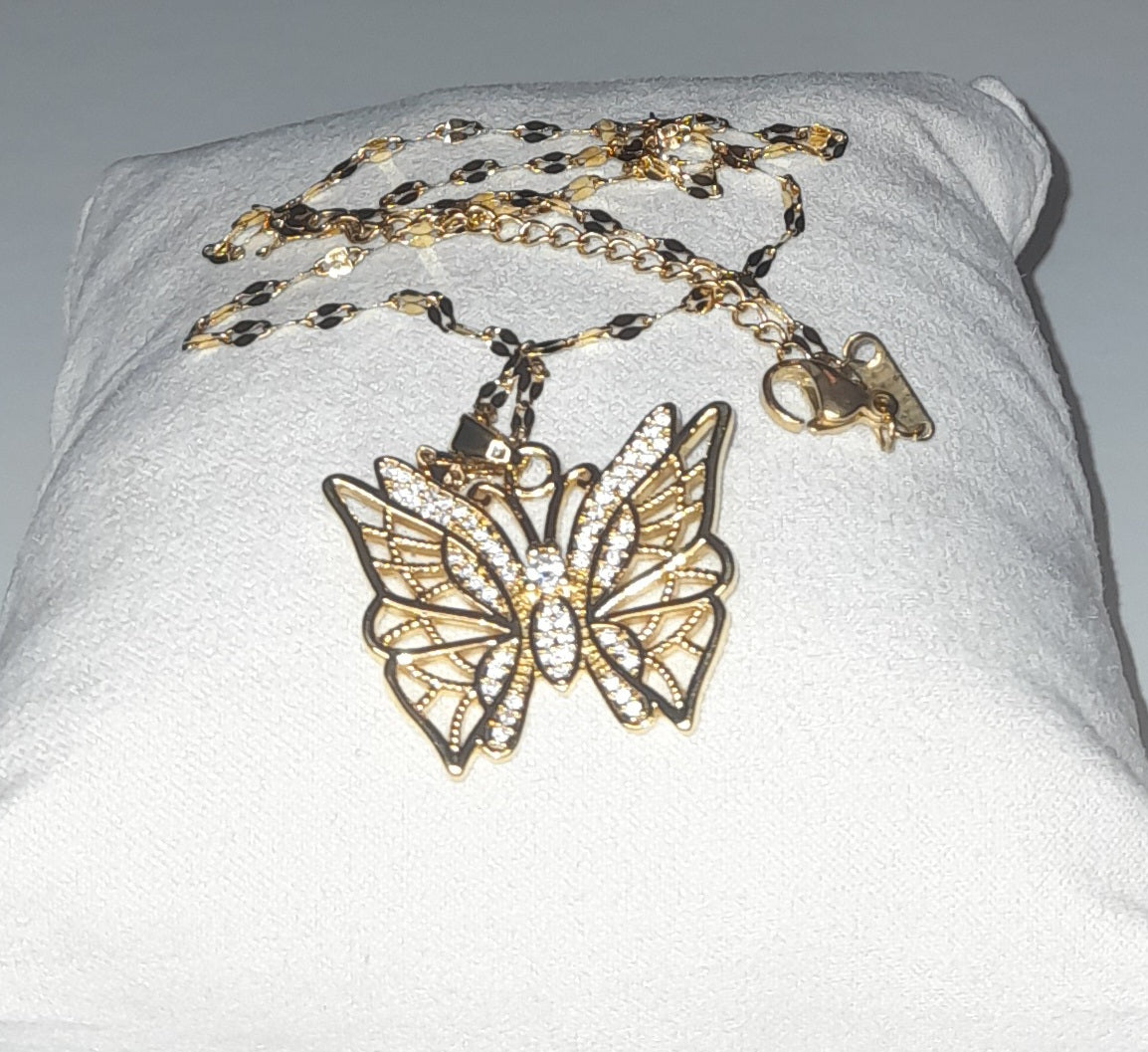 Titanium Steel Butterfly Pendant Necklace