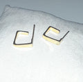 Squared golden stud earrings