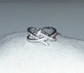 Share Adjustable Steel Ring Intertwined with Zircon