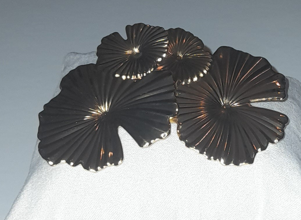 Golden stainless steel gingko leaf drop earrings