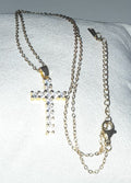 Stainless steel gold colour cross pendant with encrusted zirconia