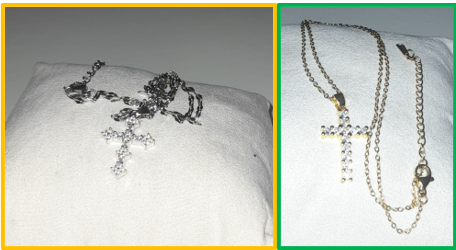 Stainless steel gold colour cross pendant with encrusted zirconia