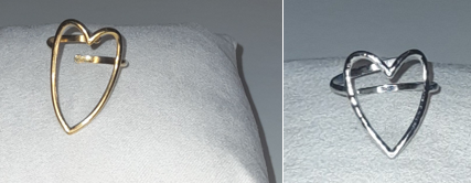 Heart shaped stainless steel adjustable ring (silver or golden colour)