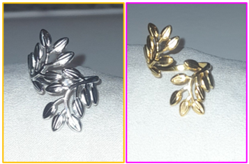 Stainless steel roman/greek goddess leaf ring (silver or gold colour)